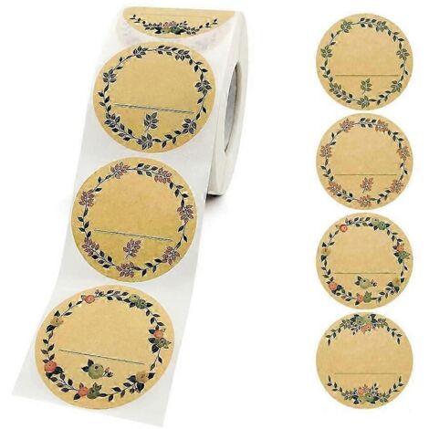 Rouleau de 500 étiquettes adhésives (5 x 5 cm) pour commerçants, loisirs créatifs, bocaux, conserves et étiquettes de prix