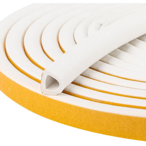 Rouleau de 6 mètres de joint d'étanchéité auto-adhésif en caoutchouc blanc pour portes en bois, pour isolation phonique, coupe-vent et anti-poussière