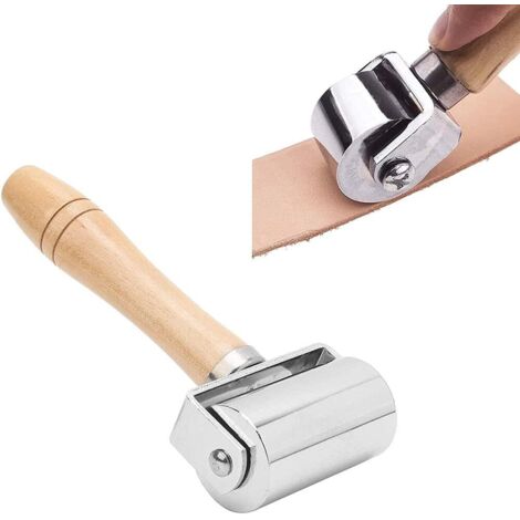 rouleau de bord en cuir Rouleau de bord de presse en cuir bricolage artisanat en cuir poignée en bois outil de roulement de