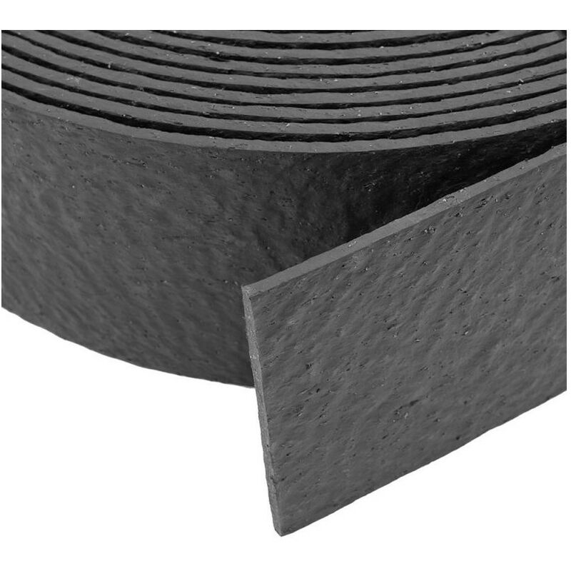 Yeed - Rouleau de bordure flexible - 18m x 14cm x 7mm avec 10 piquets - Noir / gris