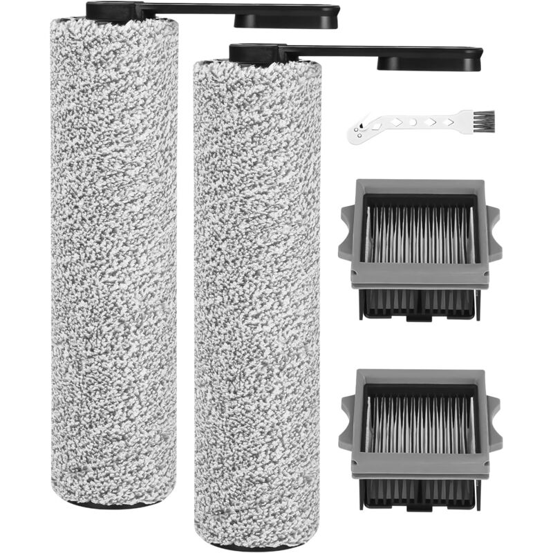 Rouleau de Brosse de Rechange et Filtre Accessoires pour Tineco Floor One S5 Combo pour Aspirateurs Secs et Humides,2 Rouleaux de Brosse,2 Filtres