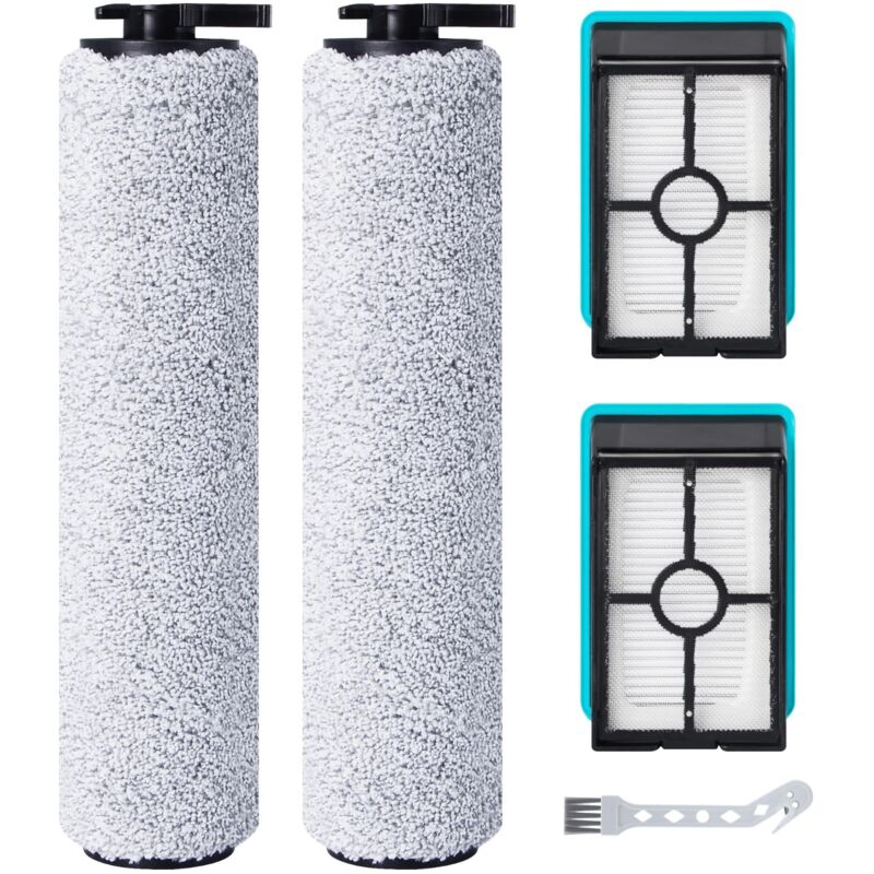 Rouleau de brosse de rechange et filtre HEPA pour Bissell CrossWave HF2/3845N/3831 Aspirateur Balai Laveur à Câble, 2 rouleaux de brosse + 2 filtres