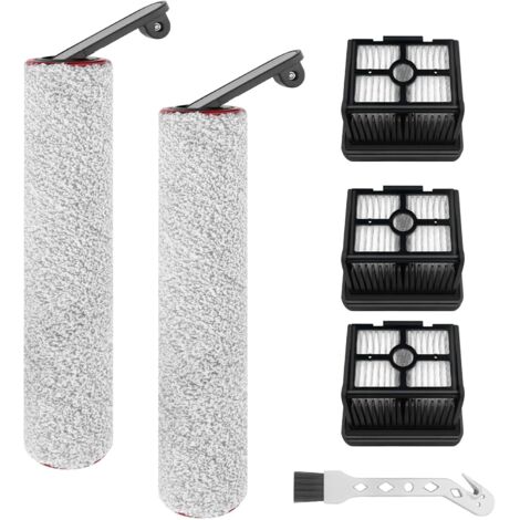 Rouleau de brosse de rechange et filtre HEPA pour Dreame H12 Pro, H12 Dual aspirateur sec et humide sans fil, 2 rouleaux de brosse + 3 filtres HEPA + 1 brosse de nettoyage