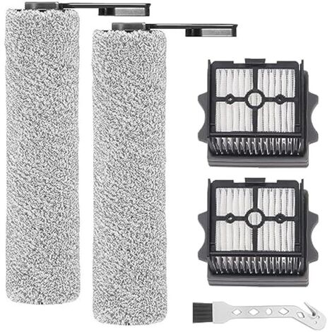 Rouleau de brosse de rechange et Filtre HEPA pour Tineco Floor One S5 Combo / S5 Combo Power Kit aspirateur humide et sec, 2 rouleaux de brosse + 2 filtres + 1 brosse de nettoyage