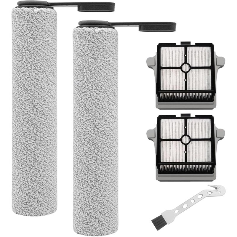 Rouleau de brosse de rechange et Filtre HEPA pour Tineco FLOOR ONE S7 PRO/FLOOR ONE S6 aspirateur humide et sec, 2 rouleaux de brosse + 2 filtres + 1