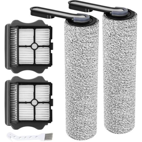 Rouleau de brosse de rechange (ne convient pas au S5 Combo) et filtre, adapté à la brosse de nettoyage du rouleau de brosse de sol accessoire Tineco Floor ONE S5 (2 rouleaux de brosse et 2 filtres d'a