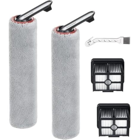 Rouleau de brosse et Filtre compatibles avec DREAME H15 Pro, H15 Mix, H15S, H15 Pro FoamWash, H12 Pro FlexReach – 2 rouleaux de brosse + 2 filtres + 1 brosse de nettoyage
