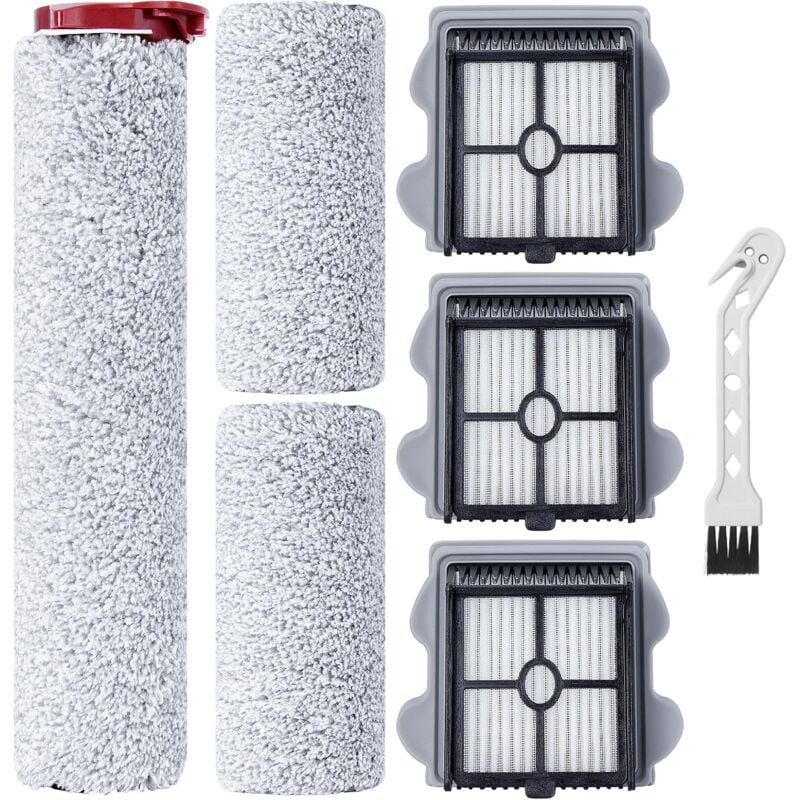 Rouleau de Brosse et Filtre HEPA pour Roborock Dyad Pro/Dyad Pro Combo Aspirateur Laveur sans Fil, 3 Brosse à rouleau, 3 Filtre HEPA, 1 Brosse de