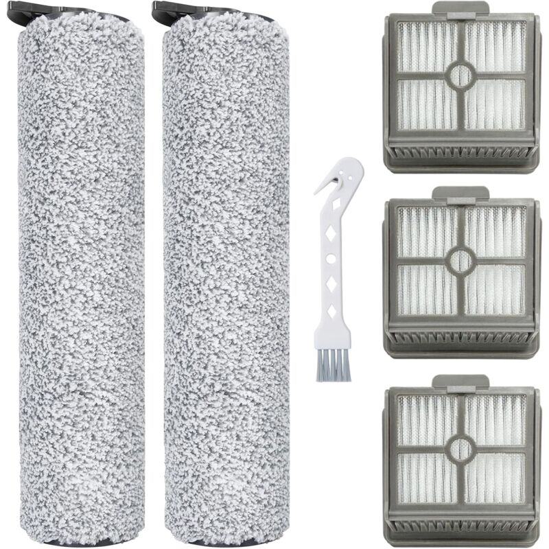 Rouleau de Brosse et Filtre pour Dreame H12 Core / H11 / H11 MAX aspirateur sec et humide, 2 Rouleau de Brosse, 3 Filtre, 1 outil de nettoyage