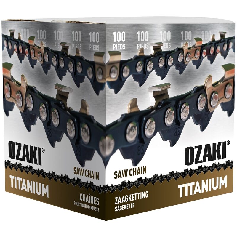 Rouleau de chaîne de tronçonneuse semi-carrée 3/8' 058 100 pieds avec induction titane des couteaux OZAKI ZK38SC58TI