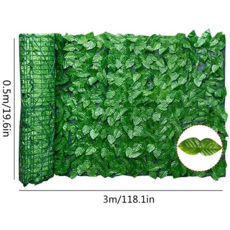 Rouleau de feuilles artificielles UV, parfait pour murs de haie et aménagement paysager intérieur et extérieur.