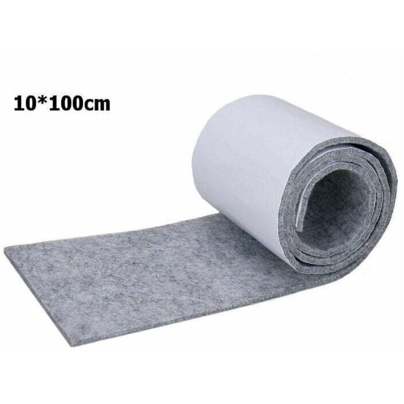 Rouleau de feutre adhésif pour fabrication de patins pour pieds de meubles protection du sol, rembourrage de meubles - 100 x 10 cm - Gris Clair,