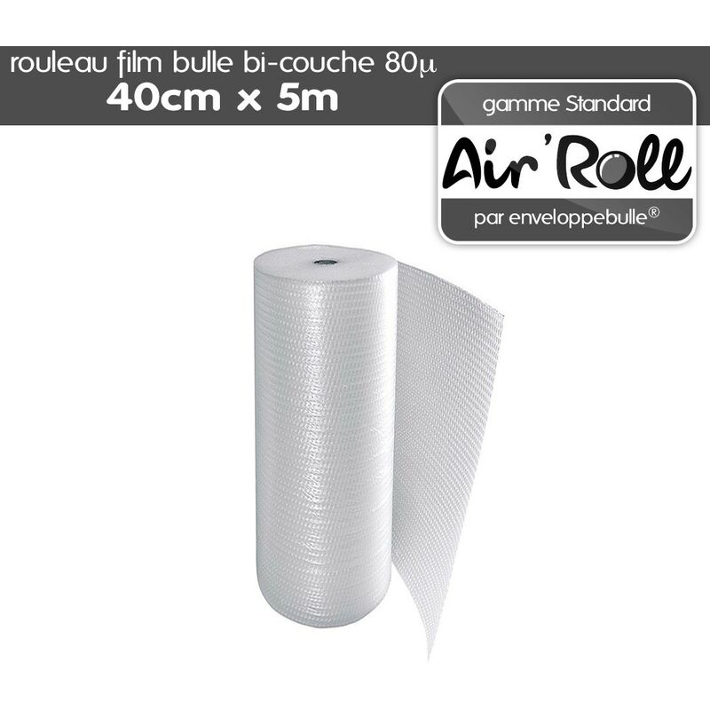 Lot de 6 rouleaux de film bulle d'air bi-couche 80 microns 40cm x 5m