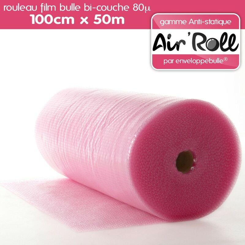 Enveloppebulle - Lot de 1 Rouleau de film bulle d'air antistatique 100cm x 50m