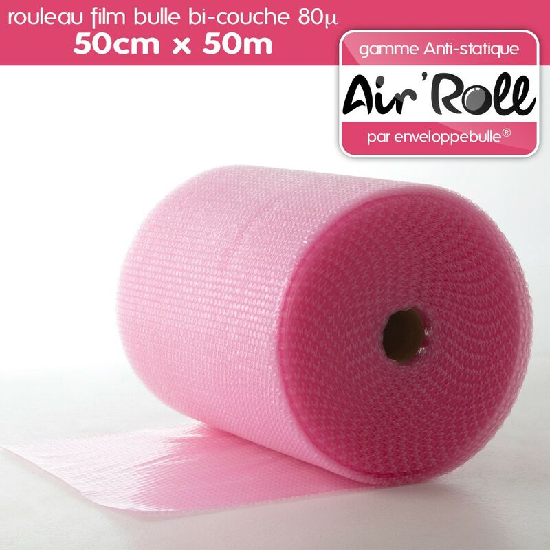 Enveloppebulle - Lot de 1 Rouleau de film bulle d'air antistatique 50cm x 50m