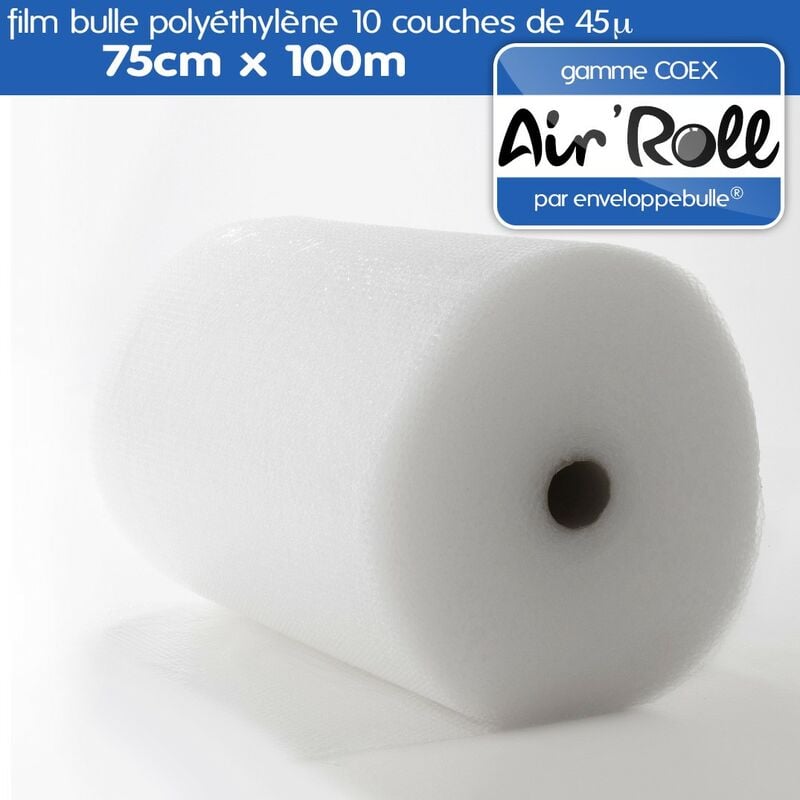 Enveloppebulle - Lot de 1 Rouleau de film bulle d'air coex 75cm x 100m