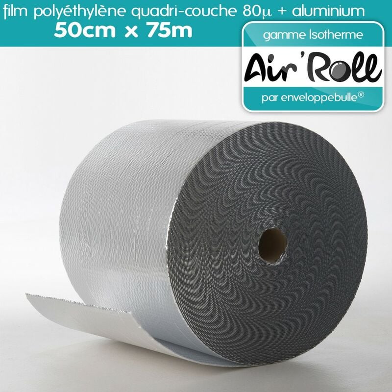 Enveloppebulle - Lot de 1 Rouleau de film bulle d'air isotherme 50cm x 75m
