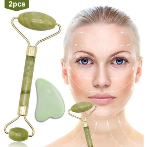 Rouleau de Jade et Gua Sha - Naturel - Anti-âge - Vert - Mixte - Adulte