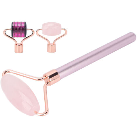 Rouleau de jade, gua sha et dermaroller en kit pour soin du visage et raffermissement cutané
