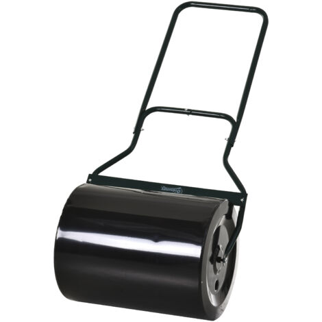 Rouleau de jardin en métal noir étanche de 60 litres pour eau ou sable 57x40x123 cm