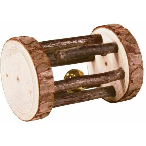 Rouleau de jeu avec clochette, en bois d'écorce ø 5 × 7 cm
