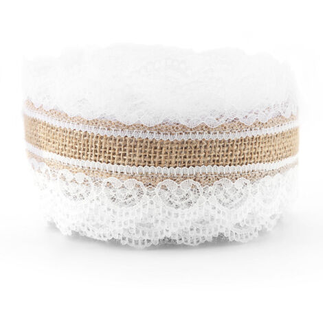 Rouleau de jute naturel 10m avec dentelle en forme de cœur, largeur 6cm, pour décoration de Noël et mariage