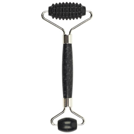 Rouleau de Massage 2 en 1 "Jade" 14cm Noir