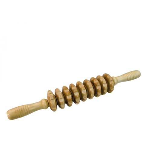 Rouleau de massage anti-cellulite 2 manches, madérothérapie - Bois - 36 cm - Vivezen
