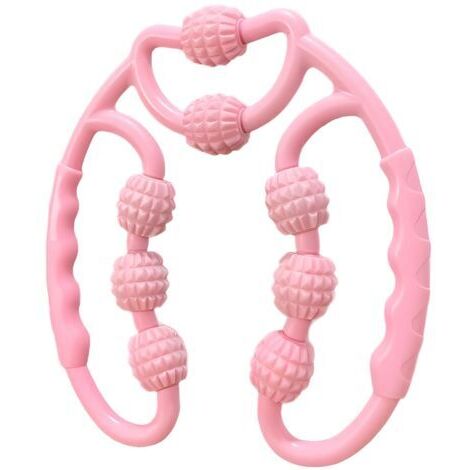 Rouleau de massage anti-cellulite 360° pour les muscles des cuisses, rouleau manuel à 8 roues pour soulager la fatigue, rose