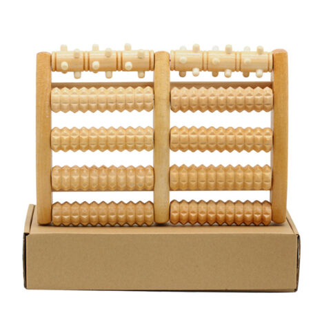 Rouleau de massage des pieds en bois avec picots, accessoire de relaxation plantaire