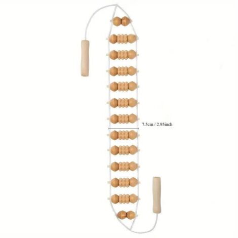 Rouleau de Massage du dos avec poignée, anti-cellulite masseur en bois Rouleau de massage du dos Rouleau de massage de la cellulite pour le cou, les jambes, le dos, le corps(100 x 7,5 CM)