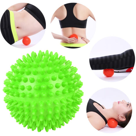 Rouleau de massage en plastique durable avec picots - Balle de fitness pour relaxation musculaire - Outil de récupération verte 9 cm