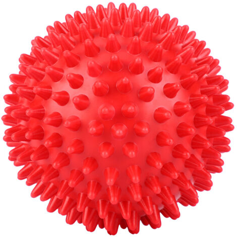 Rouleau de Massage en Plastique Résistant avec Picots - Balle de Fitness pour Détente Musculaire - Rouge 9cm