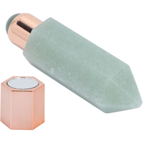 Rouleau de Massage en Quartz Rose pour le Visage, Prisme Hexagonal Anti-Âge