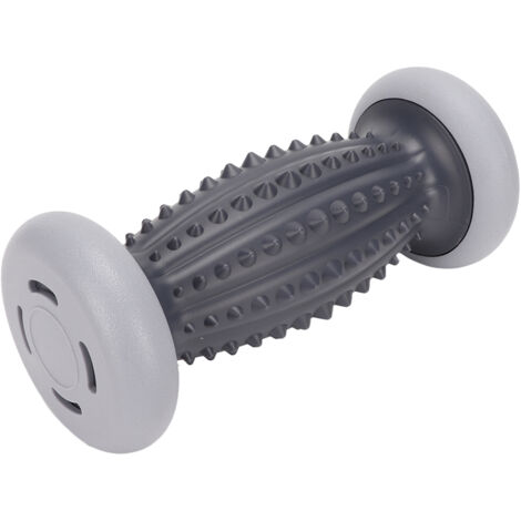 Rouleau de massage ergonomique pour pieds, nuque et poignets en ABS durable, couleur gris noir.