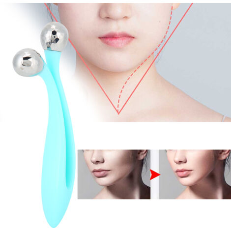 Rouleau de massage facial 3D en V à doubles billes pour raffermissement et soin de la peau