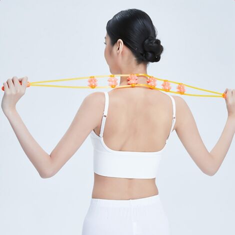 Rouleau de Massage Musculaire pour Dos et Épaules - Rouleau à Corde Anti-Fatigue Portable pour Nuque, Jambes et Taille - Léger et Manuel - Jaune