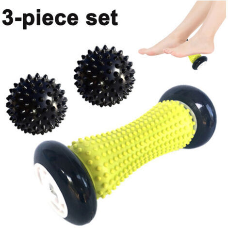 Rouleau de massage plantaire avec 2 balles à picots, soulage fasciite, talon et voûte plantaire