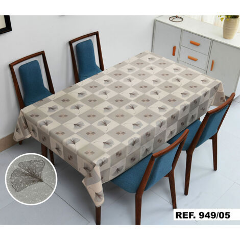 Rouleau de nappe « Conter Silver » 1,40x20m à imprimé végétal beige et gris