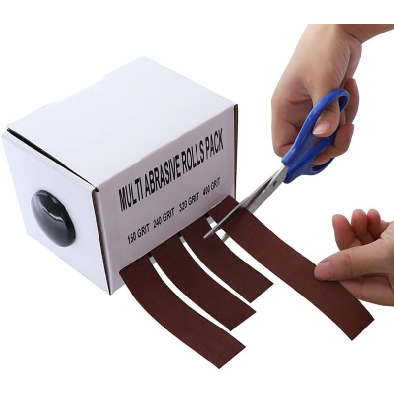 Rouleau de papier abrasif, 150 Grain, 240 Grain, 320 Grain, 400 Grain Bande abrasive - 6 mètres 4 rouleaux de bande de ponçage Pour ponçage du bois,