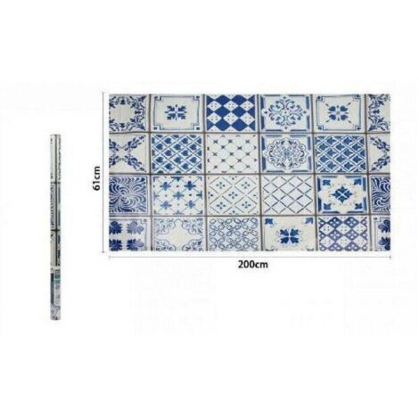 Rouleau de papier peint adhésif 61 cm x 2 m Bleu Majolique 70856 -