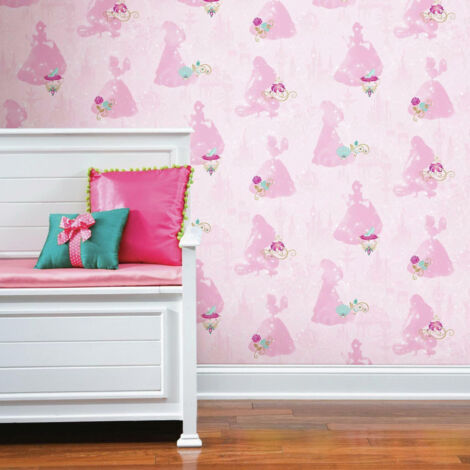 Rouleau de papier peint auto-adhésif - Ombre des Princesses Disney - Rose - 45,7 cm x 575 cm - Rose