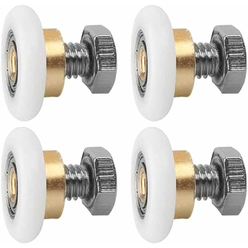 Triomphe - Rouleau De Porte Coulissante, 4 pcs Rouleaux De Douche, Coureurs De Douche, Rouleau Roulette Roue pour Porte de Douche Roulettes