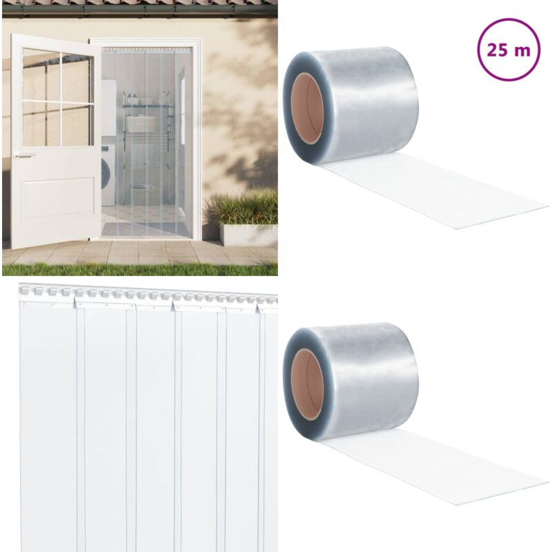 Vidaxl - Rouleau de rideau en bande pvc 2 mm x 200 mm 25 m - Rideau Pvc - Rideau Transparent - Rideau Separation Pièce - Rideau Industriel - Rideau