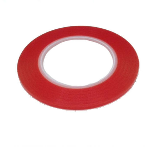 Rouleau de ruban adhesif double face super resistant rouge 02 cm