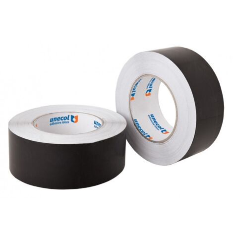 Rouleau de ruban aluminium noir 50 m x 50 mm. 50 microns - UNECOL