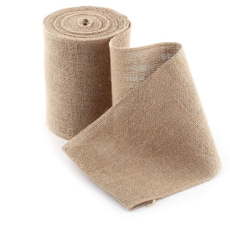 Rouleau de Ruban en Toile Jute DIY, 10M Rouleau de Ruban de Jute de Toile Hesse Tissu pour Table et Décoration de Mariage (15cm)
