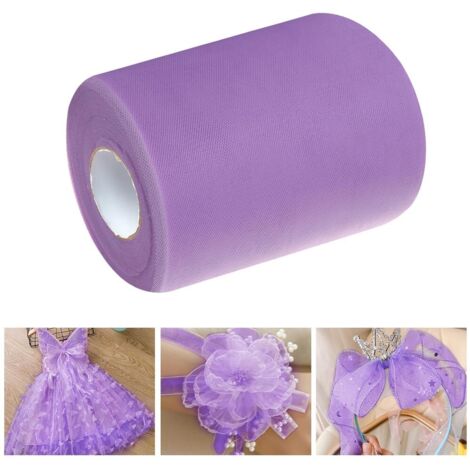 Rouleau de tulle violet 92 m x 15 cm, ruban de tulle pour mariage, décoration de table, rouleau de tulle en polyester, tissu décoratif, ruban décoratif, chemin de table en tulle pour bricolage, jupe t