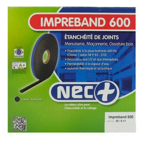 Rouleau d'étanchéité en mousse polyuréthane 5.6m – Résistance aux UV et intempéries – Isolation thermique et acoustique – Pour béton et bois – NEC