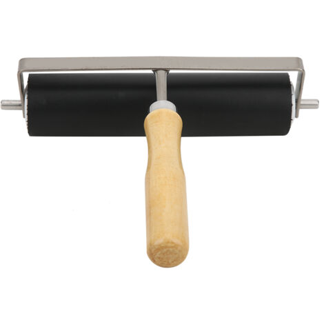 Rouleau d'impression en caoutchouc détachable avec manche en bois pour arts créatifs - 15 cm